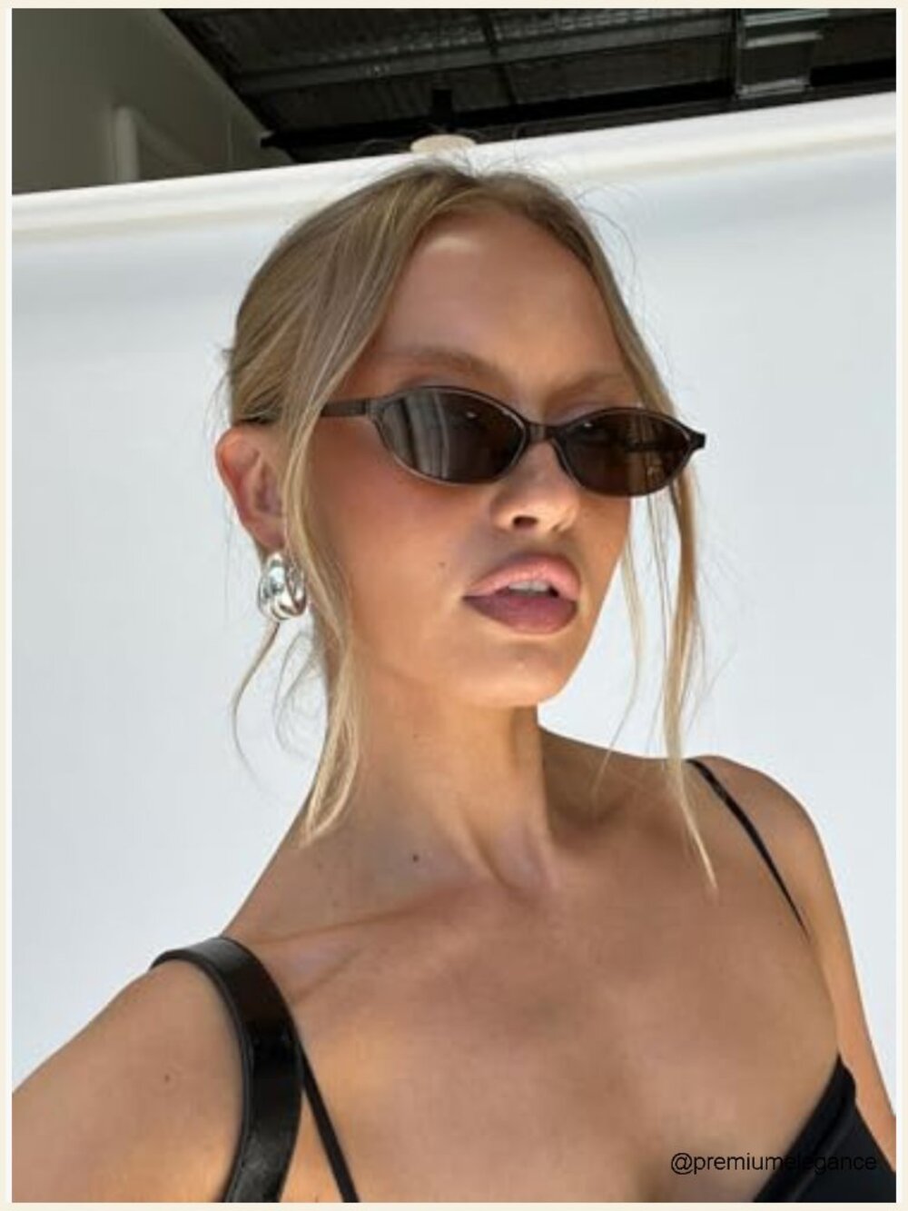 Retro Oval Cat Eye Sunglasses UV Protection Lightweight Narrow Shades Trendy - Picture 6 of 7